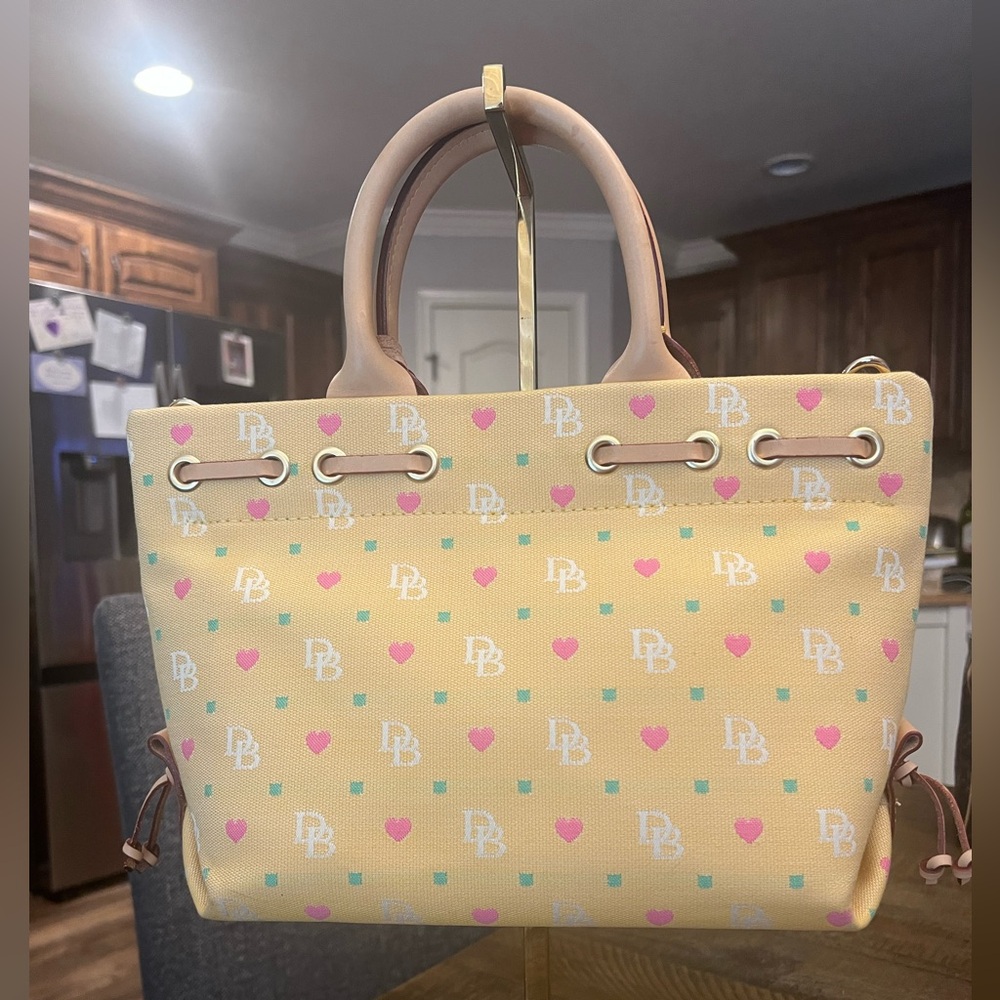 Dooney & Bourke Yellow Bag with Pink and Green Accents - Picture 2 of 8